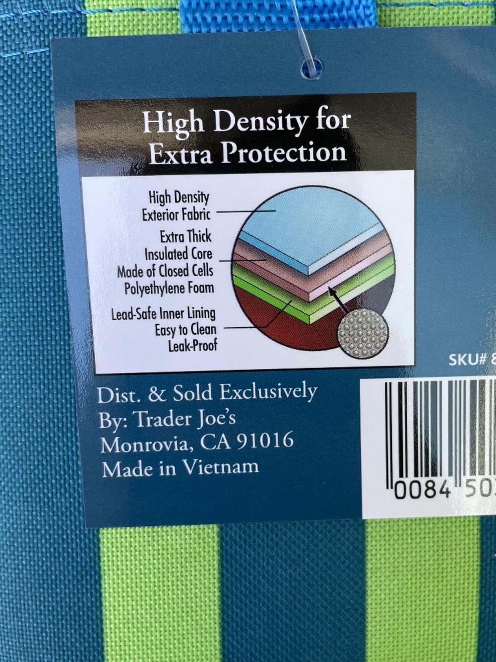 Trader Joe's Blue Green Striped Insulated Mini Tote Lunch Bag - Picture 6 of 7